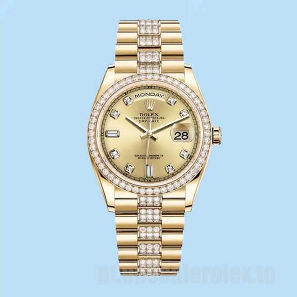 Rolex Day-Date Masculino 36mm 118348 Tom De Ouro - Image 2