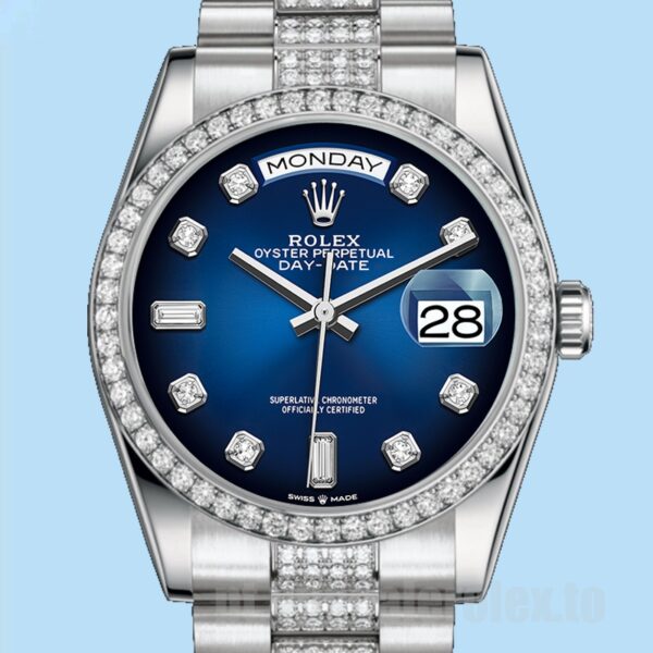 Rolex Day-Date Masculino 36mm 128349 Automático Mostrador Azul
