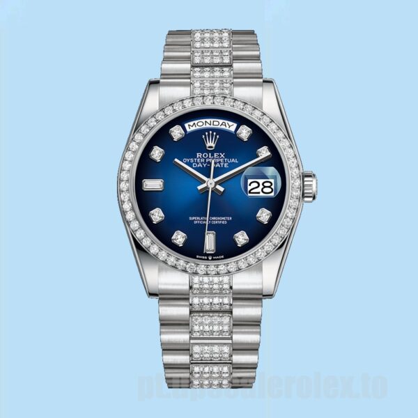 Rolex Day-Date Masculino 36mm 128349 Automático Mostrador Azul - Image 2