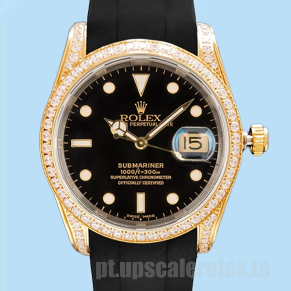 Rolex Submariner Masculino 16613 40mm Elástico De Borracha Tom De Ouro