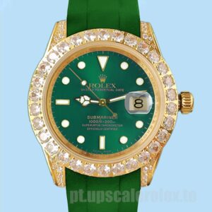 Rolex Submariner 16613 40mm Masculino Tom De Ouro Mostrador Verde