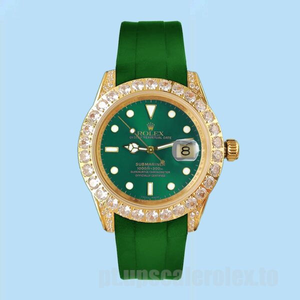 Rolex Submariner 16613 40mm Masculino Tom De Ouro Mostrador Verde - Image 2