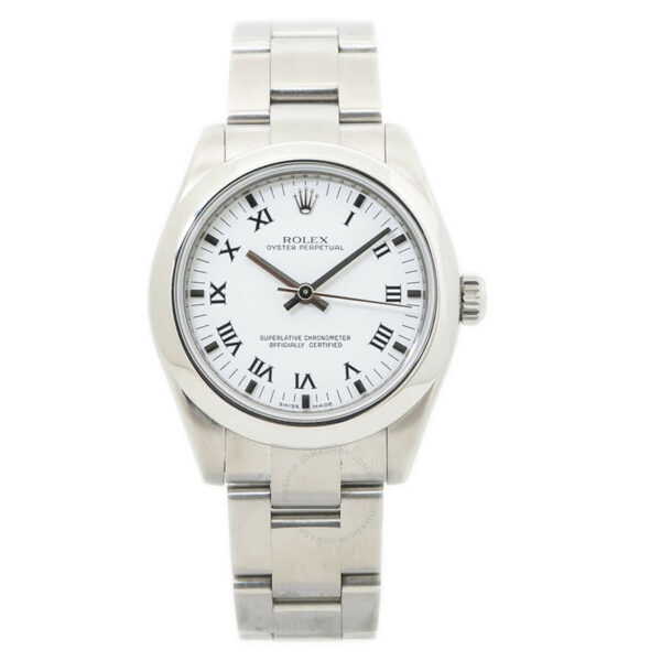 Relógio feminino falso Rolex Oyster Perpetual automático com mostrador branco 177200