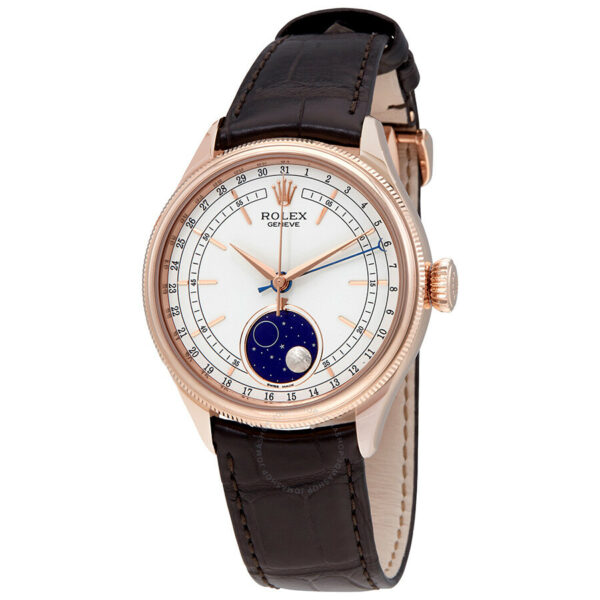 Réplica Rolex Cellini Automático Fase da Lua 18kt Ouro Everose 50535wsbrl Relógio Masculino Suíço