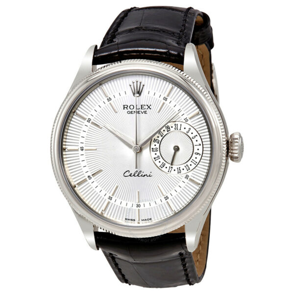 Réplica de luxo Rolex Cellini Date Mostrador Prata 18k Ouro Branco Relógio Masculino 50519ssbkl