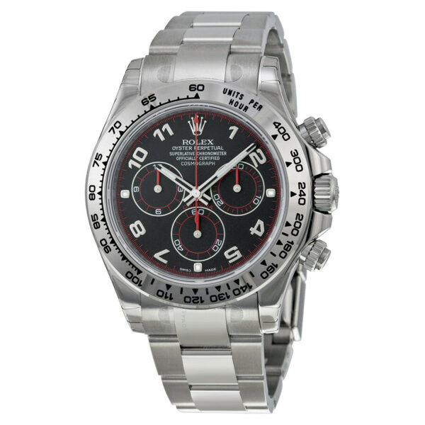 Relógio falsificado Rolex Cosmograph Daytona mostrador preto 18k ouro branco ostra pulseira relógio automático masculino 116509bkao