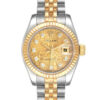 Melhor Réplica Rolex Datejust 179173 Aço Inoxidável Oyster Case 26mm Mostrador Champanhe Diamante Relógio Feminino