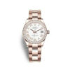 Réplica Rolex Datejust 31 Automático Mostrador Branco Relógio Feminino 18K Ouro Everose Oyster 278285wro
