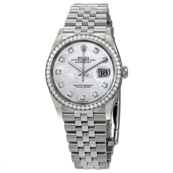 Falso Rolex Datejust 36 Madrepérola Dial Diamante Automático Unissex Relógio Jubileu 126284mdj