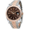 Réplica Rolex Datejust Chocolate Suíço Mostrador de Aço e Ouro Everose 18k Relógio Masculino Jubileu 126331chsj