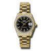 Réplica de qualidade Rolex Datejust Lady 31 Mostrador Preto 18k Ouro Amarelo Presidente Automático Relógio Feminino 178158bksp