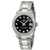 Réplica barata Rolex Datejust Lady 31 mostrador preto pulseira de aço inoxidável relógio automático 178384bkdo