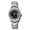 Melhor Réplica Rolex Datejust Lady 31 Mostrador Preto Pulseira Ostra de Aço Inoxidável Relógio Automático 178384bkro