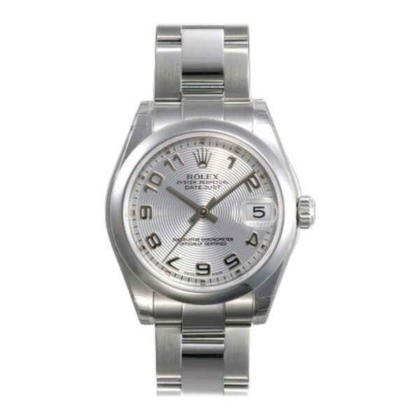 Falso Rolex Datejust Lady 31 Mostrador Concêntrico Prata Aço Inoxidável Pulseira Ostra Relógio Automático 178240scao