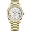 Melhor Réplica Rolex Day Date 40 18K ouro amarelo automático masculino relógio mostrador branco 228398wrp