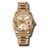 Réplica de luxo Rolex Day-date Champagne Dial 18k Everose Gold President Automático Relógio Masculino 118205crp