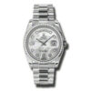 Relógio feminino falso Rolex dia-data madrepérola platina mostrador automático 118346mdp