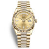 Réplica suíça Rolex Day-date 36 Champagne Dial 18kt ouro amarelo com diamantes conjunto relógio presidente 128238cddp