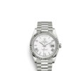 Réplica de luxo Rolex Day-date 40 Automático Mostrador Branco Masculino 18K Ouro Branco Relógio Presidente 228239wrp