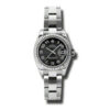 Réplica barata Rolex Lady Datejust 26 Concêntrico Preto Mostrador Pulseira Ostra de Aço Inoxidável Relógio Automático 179174bkcao
