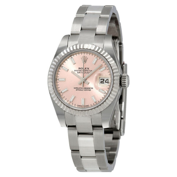 Falso Rolex Lady Datejust 26 Rose Dial Aço Inoxidável Pulseira Relógio Automático 179174pso