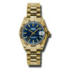 Réplica de qualidade Rolex Lady-datejust 31 Mostrador Azul 18k Ouro Amarelo Presidente Automático Relógio Feminino 178278blsp