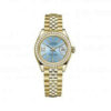 Faux Rolex Lady-date Just Blue Cornflower Mostrador Diamante Ouro Amarelo 18K Relógio Jubileu 279138blsrdj
