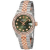 Réplica de qualidade Rolex Lady Datejust relógio automático mostrador verde oliva com diamantes 279381ogdj