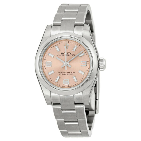 Réplica de luxo Rolex Lady Oyster Perpetual 26 Rose Dial Aço Inoxidável Pulseira Oyster Relógio Automático 176200pksao