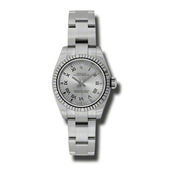 Réplica Suíça Rolex Lady Oyster Perpetual 26 Rhodium Mostrador Pulseira Oyster Aço Inoxidável Relógio Automático 176234rro