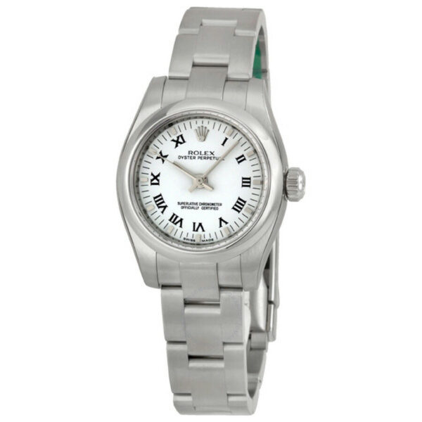 Melhor Réplica Rolex Lady Oyster Perpetual 26 Mostrador Branco Pulseira de Aço Inoxidável Relógio Automático Oyster 176200wro