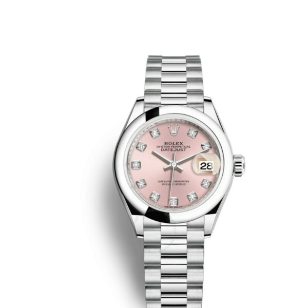 Melhor Réplica Rolex Lady-datejust Rose Dial Automático Platinum President Watch 279166pdp