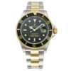 Réplica barata Rolex Submariner automático relógio masculino mostrador preto caixa de aço inoxidável e pulseira de ostra ouro amarelo 18k 16613bkso