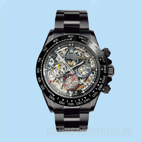 Rolex Daytona 40mm Masculino Skeleton Limited Edition Ver Tom Preto - Image 2