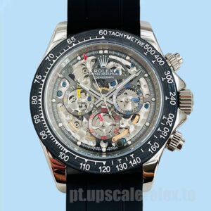 Rolex Daytona 116519 Masculino 40mm Tom Prata Elástico De Borracha