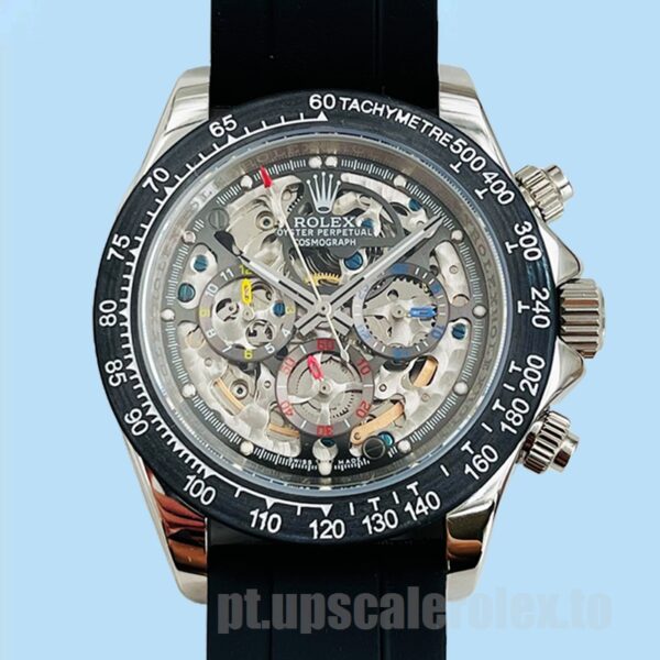 Rolex Daytona 116519 Masculino 40mm Tom Prata Elástico De Borracha