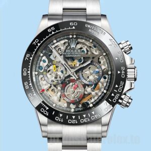 Rolex Daytona Skeleton Limited Edition 40mm Masculino Tom Prata Pulseira Ostra
