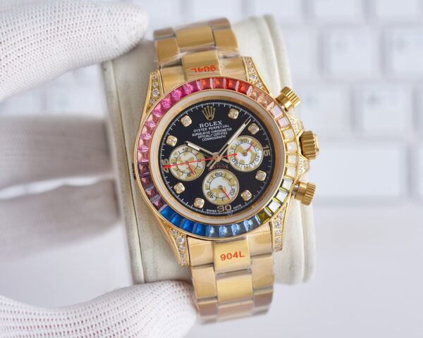 Pulseira masculina Rolex Daytona PMX019 42 mm com mostrador preto - PTUR - Image 2